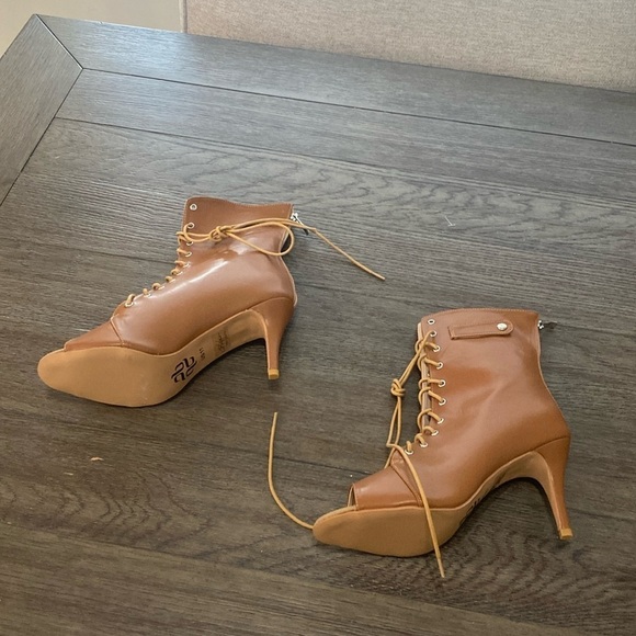 NWT BURJU Moment Nude Open Toe Lace Up Ankle Boots | Size 11 - Picture 3 of 10